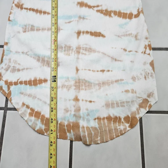 Paia Halter Tank Maxi Dress - White with Brown and Blue Tie Dye Detailing - Picture 5 of 5